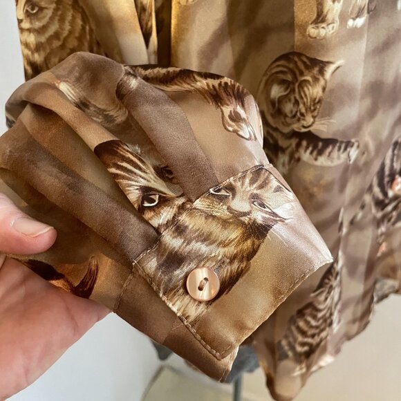 Vintage Bon Worth sheer panel kitten shirt/shacket - Picture 5 of 11